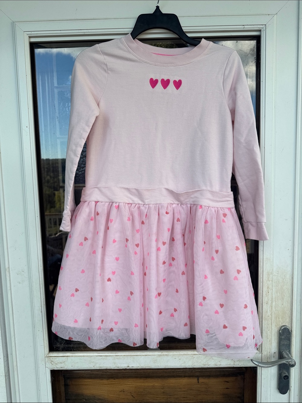 Cat & Jack Pink Heart Fleece Tulle Dress size L (10/12)